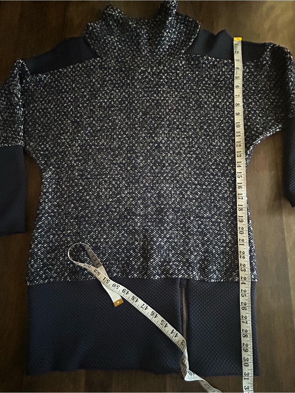 RUELLE Cowl Neck Textured Tunic Dark Blue Women’s Size Medium - Picture 13 of 13